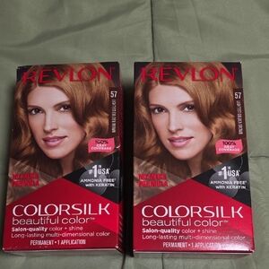 Revlon ColorSilk Permanent Hair Color - 57 Lightest Golden Brown, 2 ct